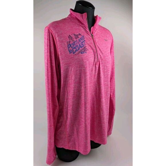 Nike Dri-fit Portland To Coast Pink  1/4 Zip Sweater Jacket Size XL - Picture 3 of 8